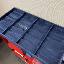 Ящик для хранения очков в гардеробной - синяя элитная замша